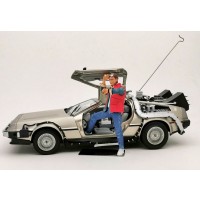 BACK TO THE FUTURE 1:18 DELOREAN TIME MACHINE W/ MARTY MCFLY FIGURE SUN STAR - OFFICIAL