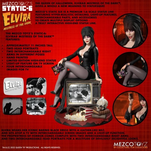 Elvira Mistress of the Dark premium 1:6 scale Mezco’s Static Six Statue - Official