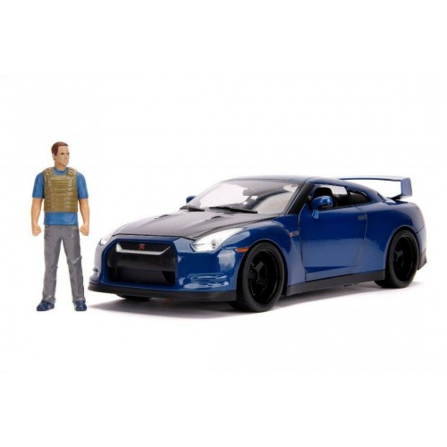 Fast & Furious 1:18 2012 Nissan GT-R (R35) w/ Light-Up Function & Brian Figure Die-Cast Jada Toys - Official