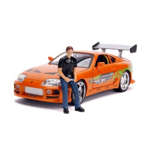 Fast & Furious 1:18 1994 Toyota Supra w/ Light-Up Function & Brian Figure Die-Cast Jada Toys - Official